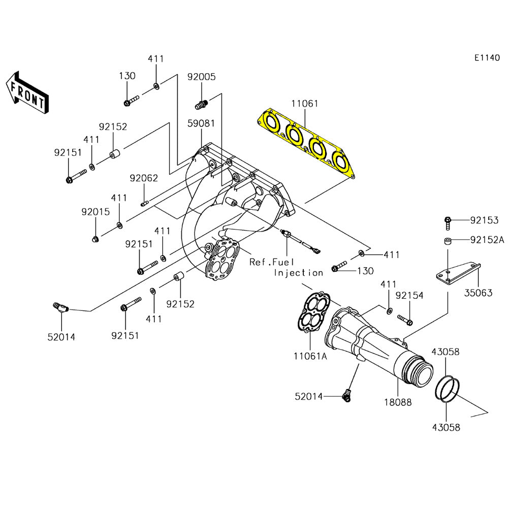 Exhaust Manifold Gasket - Kawasaki SXR 1500 / STX 12F / STX 15F / ULTRA LX