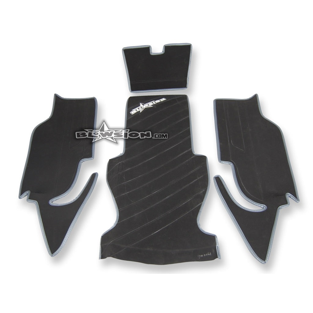Mat Kit - Kickers - 1996+ Yamaha Superjet - Bottom: Naugahyde Black - Sides/Dash: Naugahyde Black - Trim: Carbon Gun-Metal