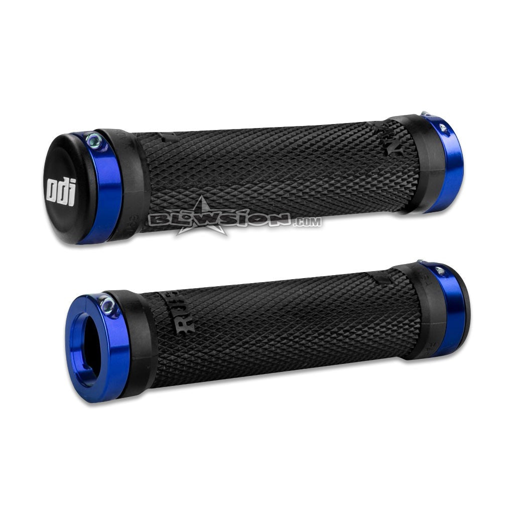 ODI Aluminum Lock Ring Set - Blue (Installed)