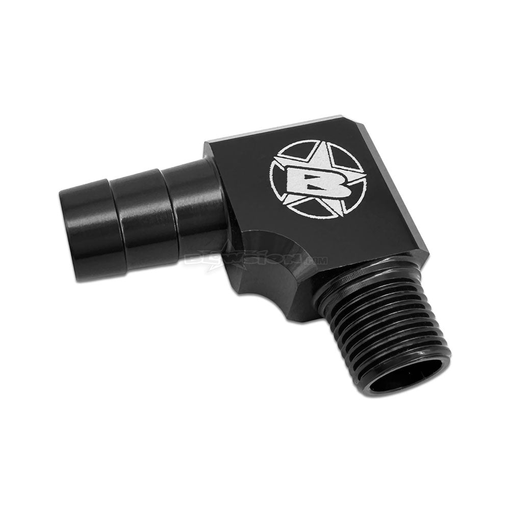 1/8 NPT x 3/8 Barb 90° Billet