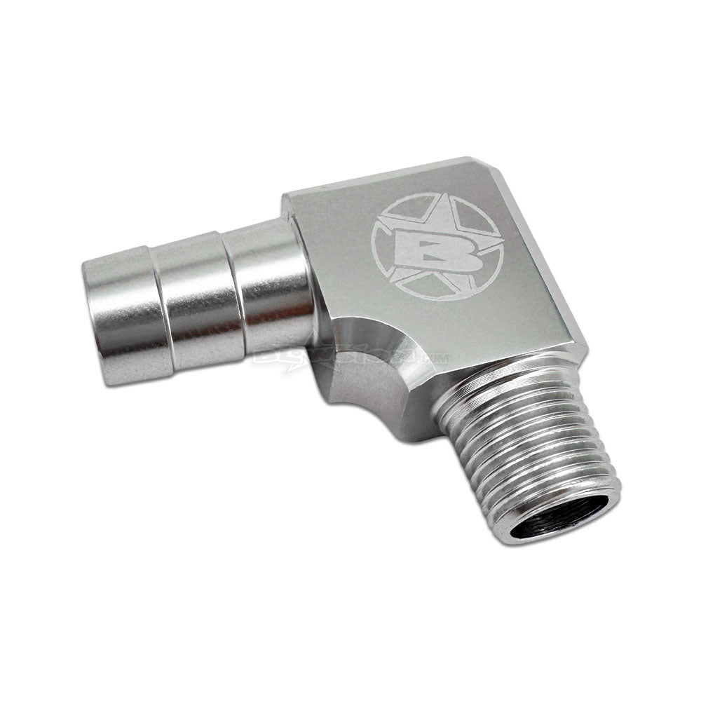 1/8 NPT x 3/8 Barb 90° Billet