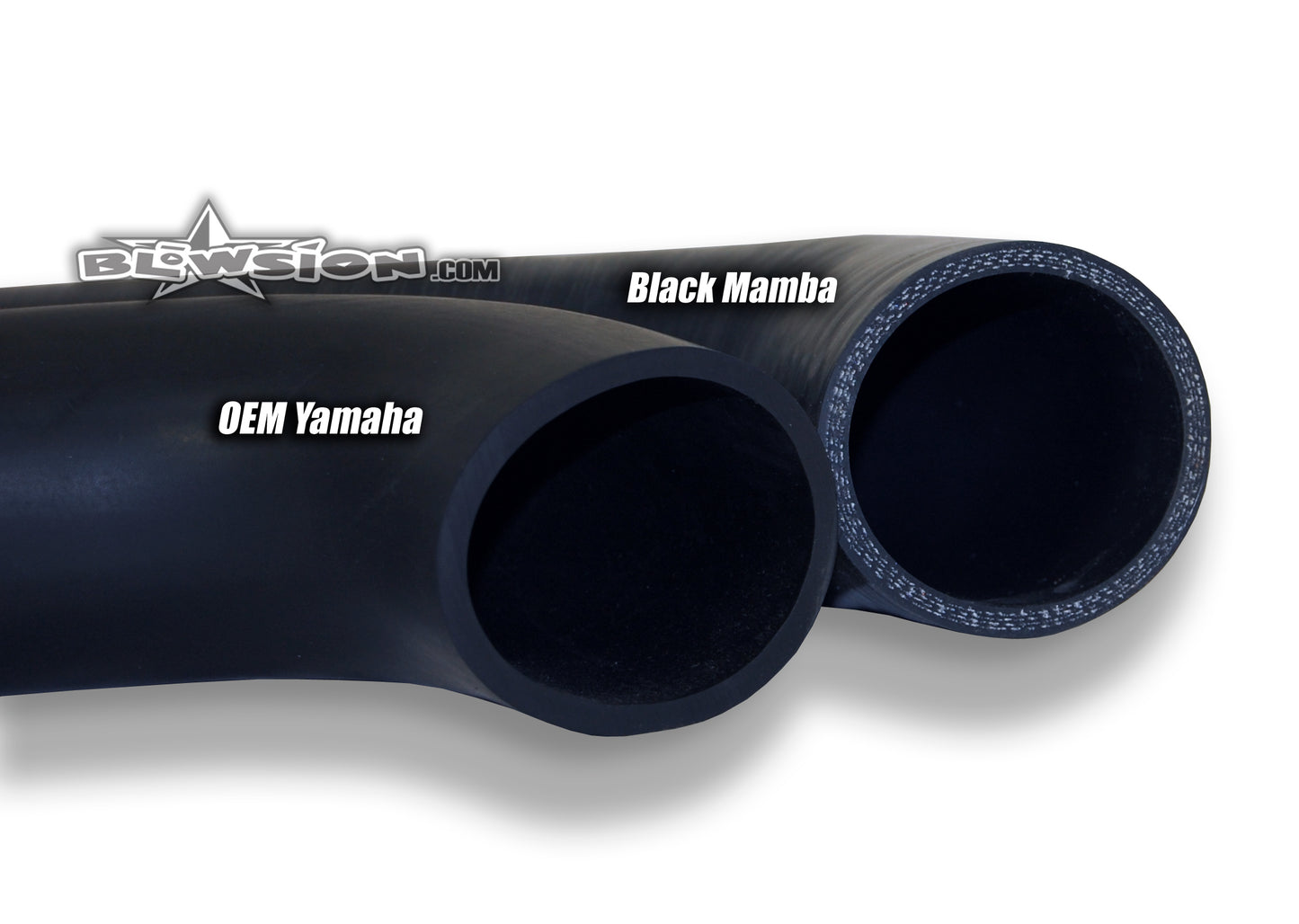 Black Mamba Rear Exhaust Hose - OEM Comparison