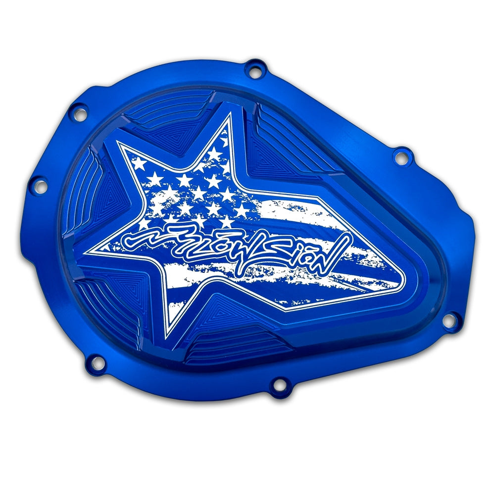 Blowsion Billet Flywheel Cover - Anodized Blue