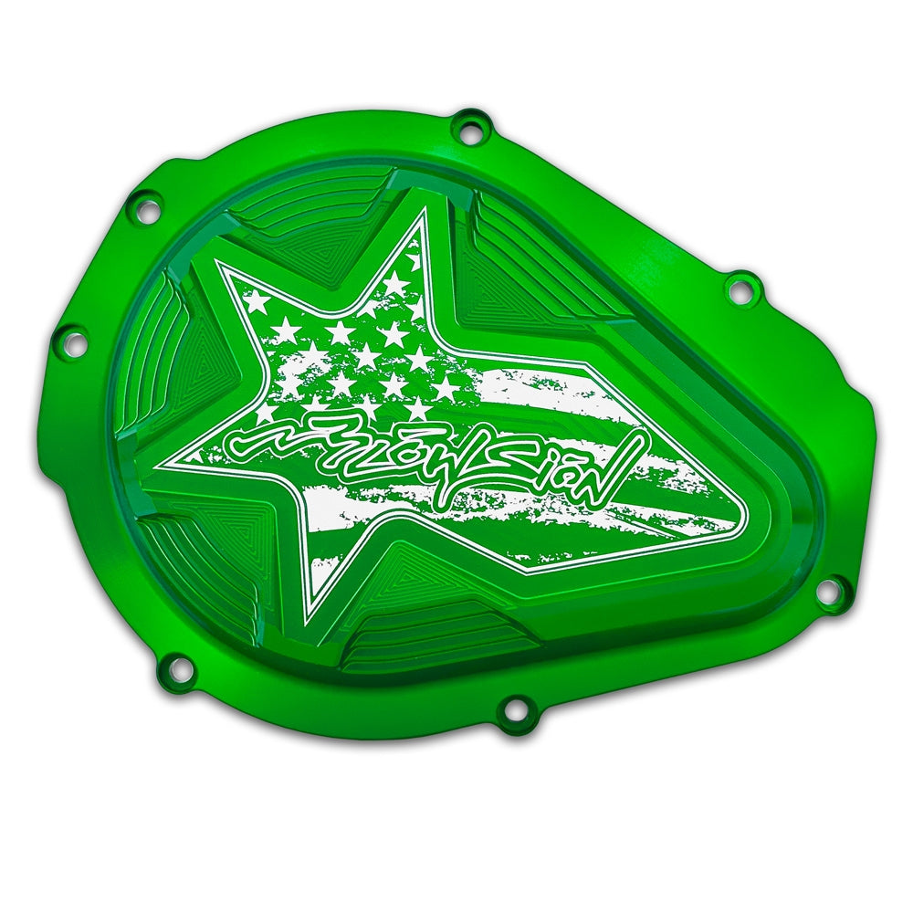 Blowsion Billet Flywheel Cover - Anodized Green