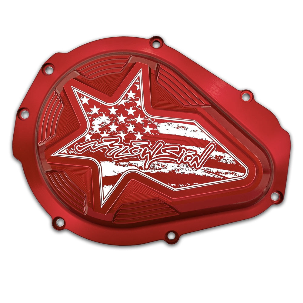 Blowsion Billet Flywheel Cover - Anodized Red