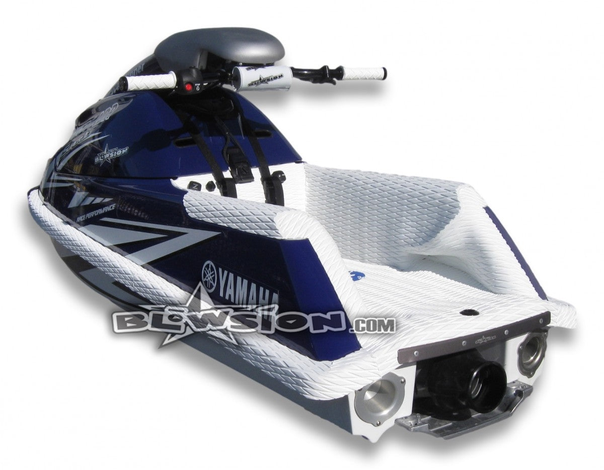 96+ Superjet with Kickers - Color: White Diamond - Royal Blue Logo