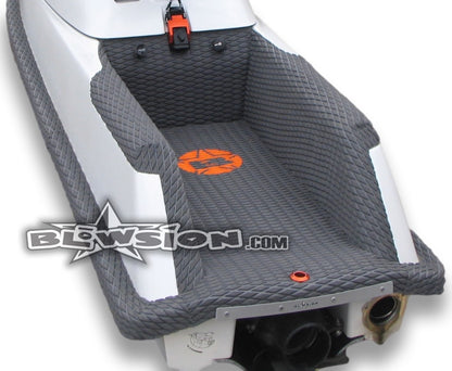 96+ Superjet Stock Tray - Color: Grey Diamond Molded - Orange Logo (side rail turf kit not included.)