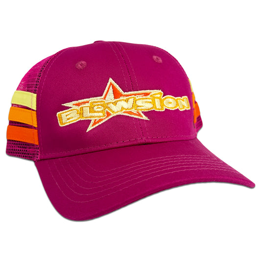 Blowsion Snapback B-Star Hat - Pink Stripes