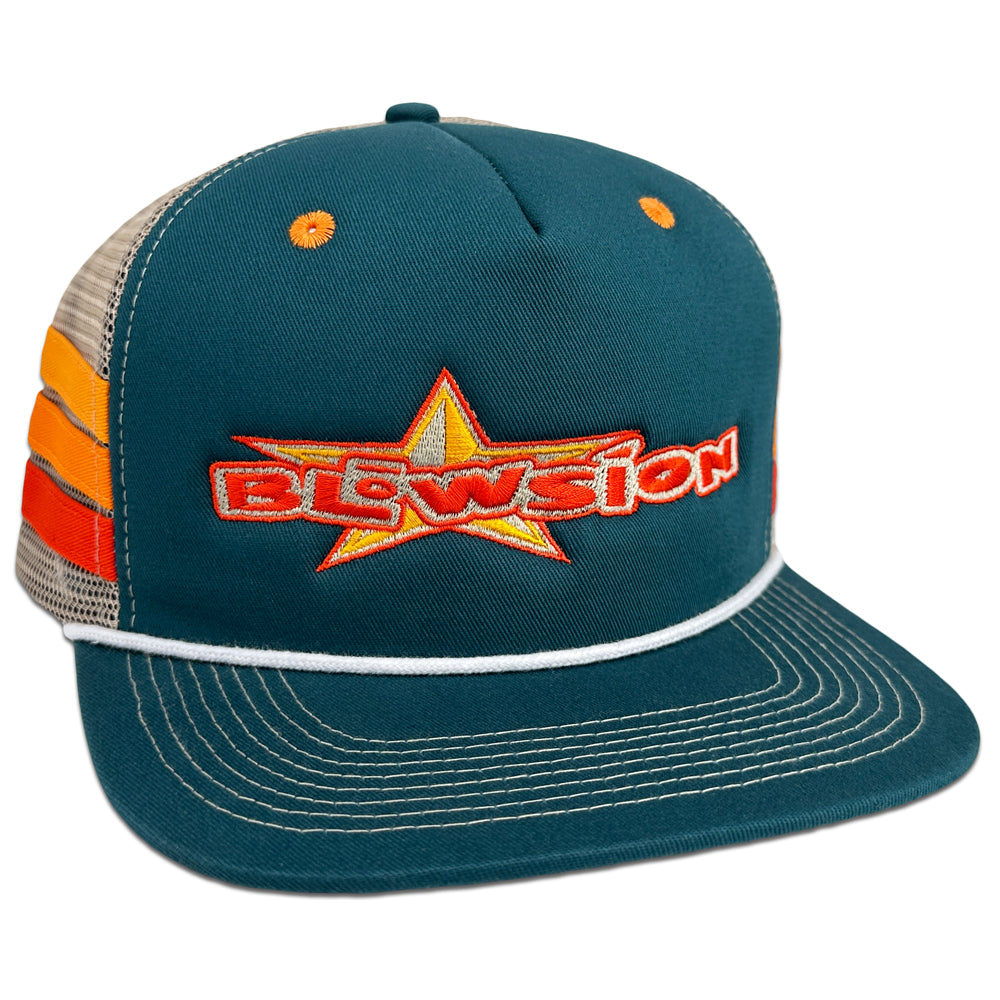 Blowsion Snapback B-Star Hat - Teal Stripes