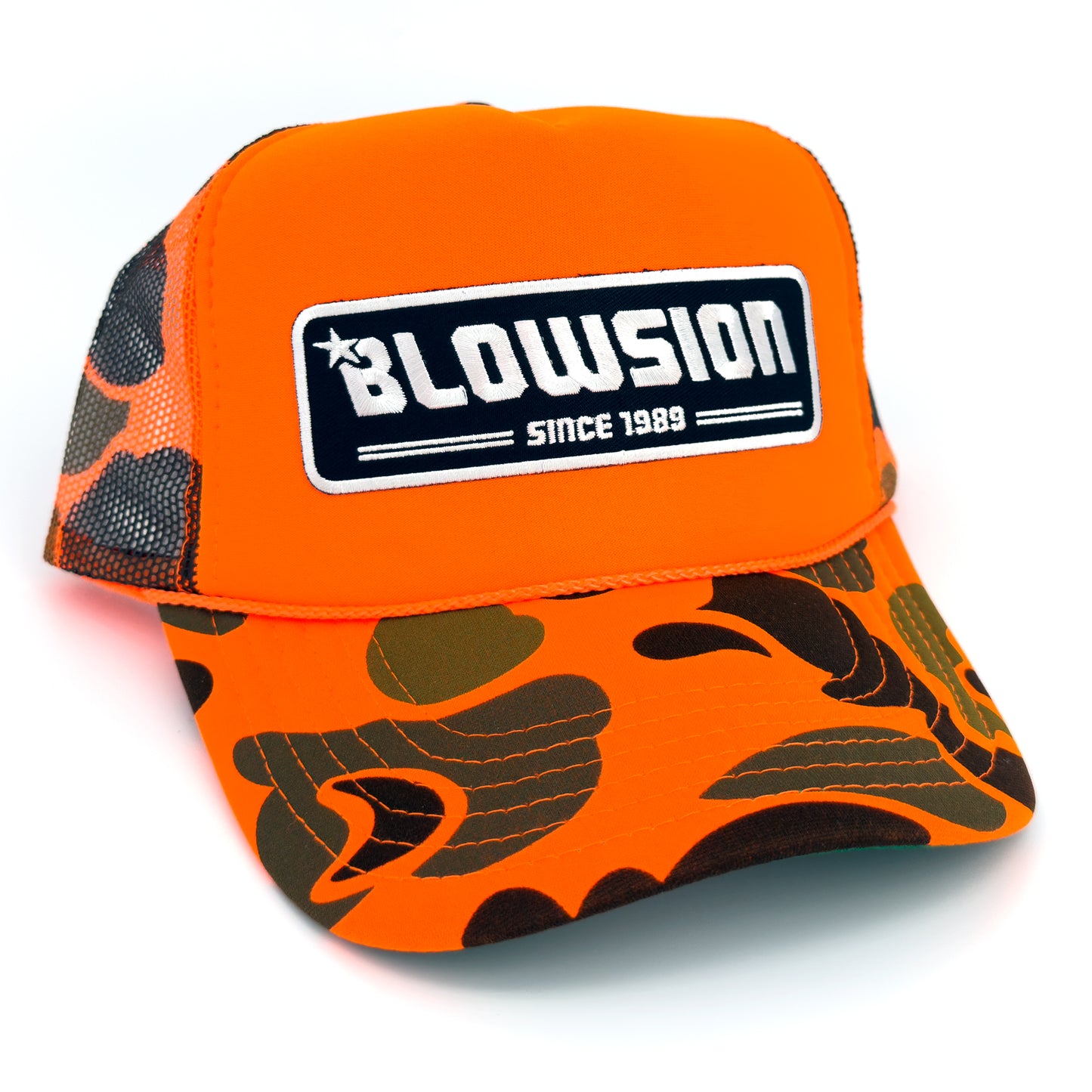 Blowsion Snapback Since89 Hat - Neon Orange Camo Foam