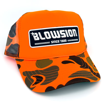 Blowsion Snapback Since89 Hat - Neon Orange Camo Foam
