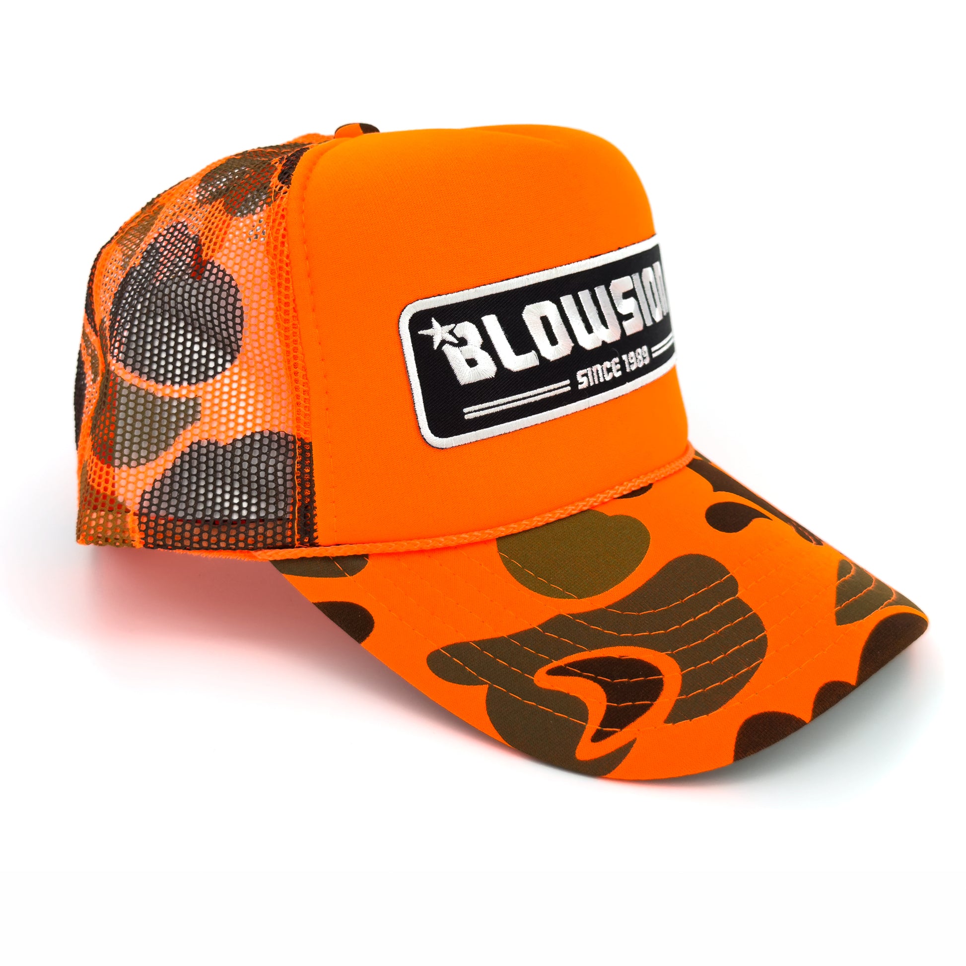 Blowsion Snapback Since89 Hat - Neon Orange Camo Foam