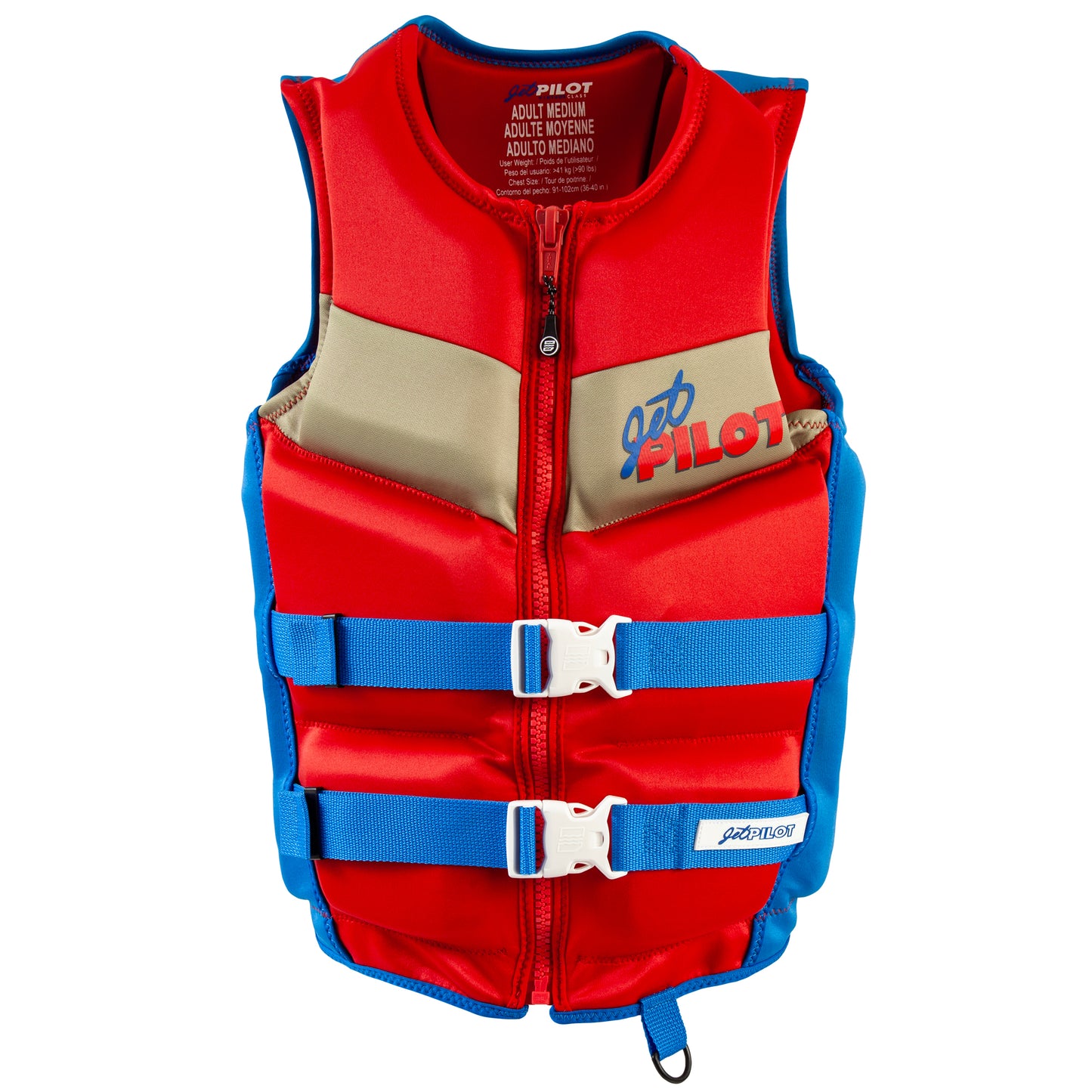 Jet Pilot Vintage Neoprene Vest (Front Zip) - Red/Blue | JP25216