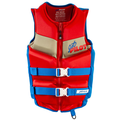 Jet Pilot Vintage Neoprene Vest (Front Zip) - Red/Blue | JP25216