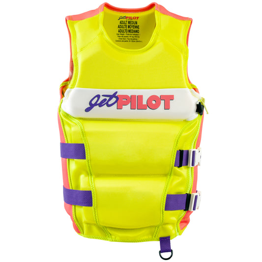 Jet Pilot Vintage Neoprene Vest - Yellow/Pink | JP25217